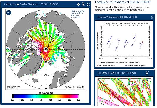 Dane dotyczące grubości pokrywy lodowej Arktyki dostępne online