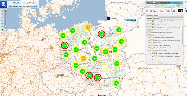 Lokalizacje Lotniczego Pogotowia Ratunkowego w Geoportalu (fot.geoportal.gov.pl)