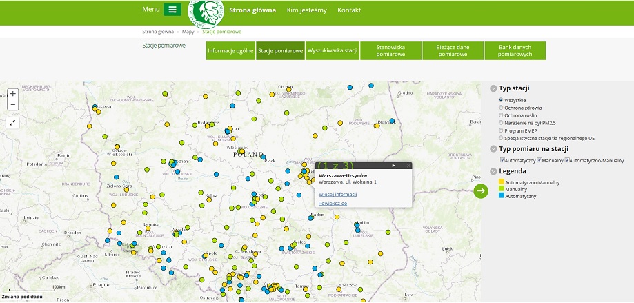 Jakość powietrza w Polsce (GIOŚ)