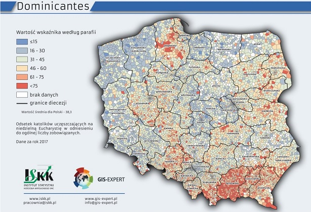 Mapy religijności Polaków za rok 2017 (fot. GIS-Expert)