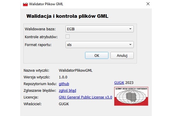 owa wersja walidatora plików GML w repozytorium wtyczek QGIS