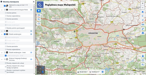 Poglądowa mapa Małopolski (fot. mapymalopolski.pl)