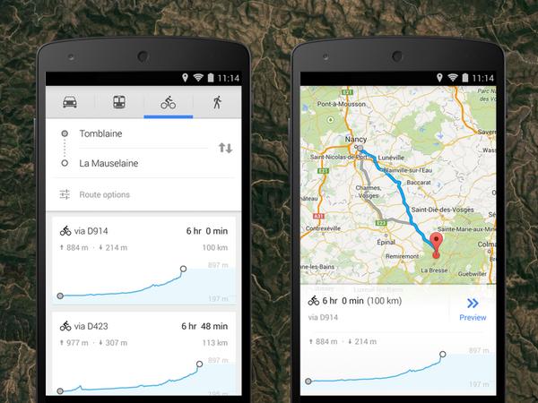 google maps android wyznaczanie trasy rowerowej