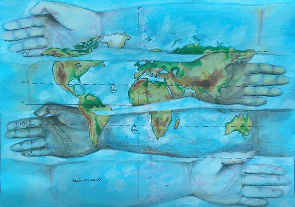 Praca Doriana Kaźmierczaka pod tytułem „Razem tworzymy świat” (“Together we create the World”)