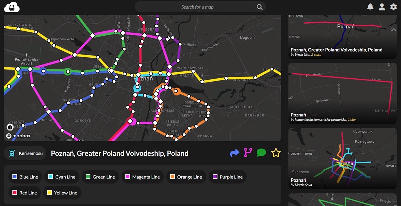 Projekt metra w Poznaniu stworzony przez jednego z użytkowników MetroDreamin'