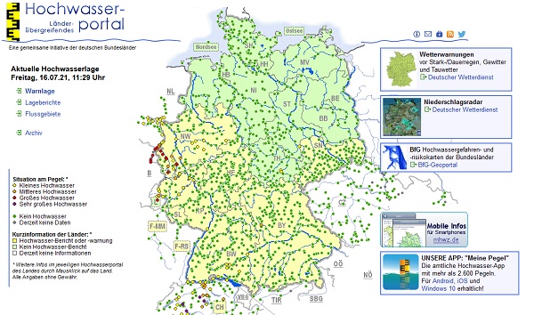 Powódź w Niemczech na mapie