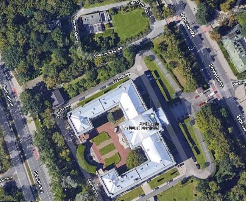 Ambasada Rosji w Warszawie na Mapie Google