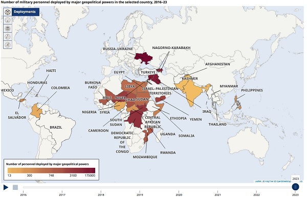 Światowe konflikty przedstawione na mapie