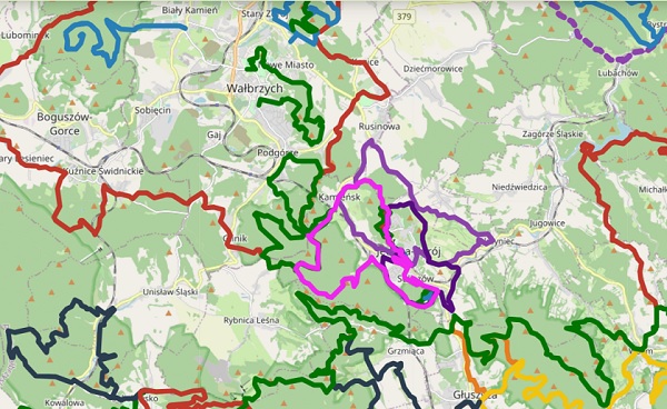 Mapa tras rowerowych w Aglomeracji Wałbrzyskiej