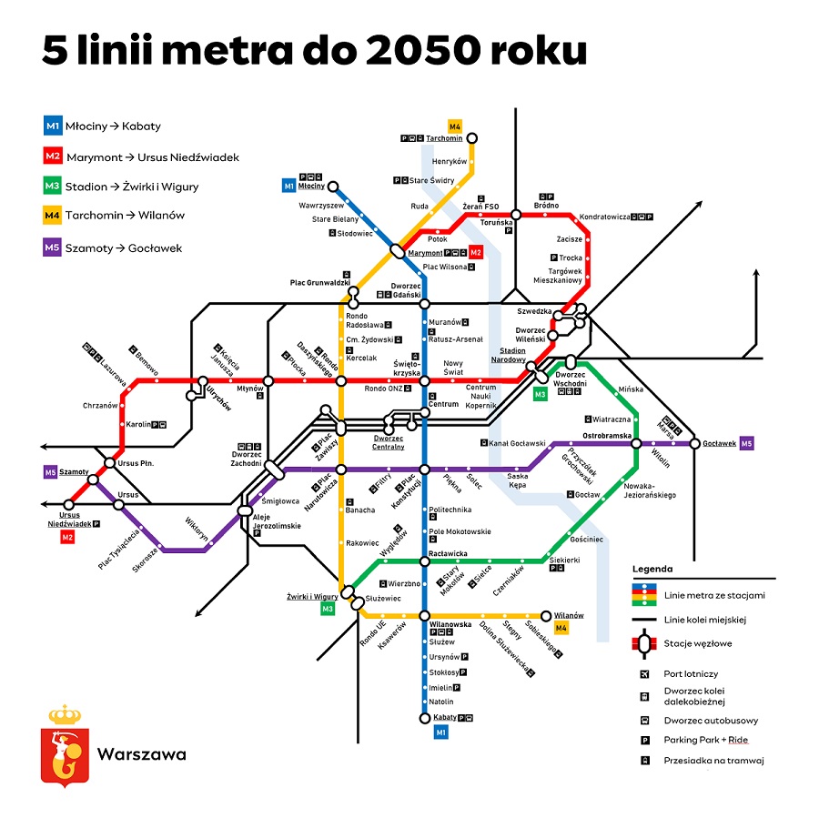 Plan budowy warszawskiego metra do 2050 roku