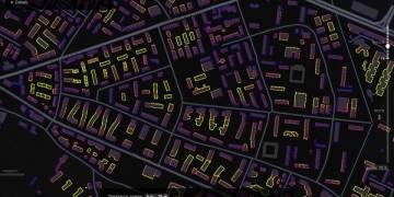 Mapa odległości budynków od drogi