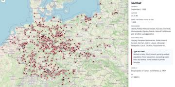 Mapa niemieckich nazistowskich obozów koncentracyjnych i obozów zagłady